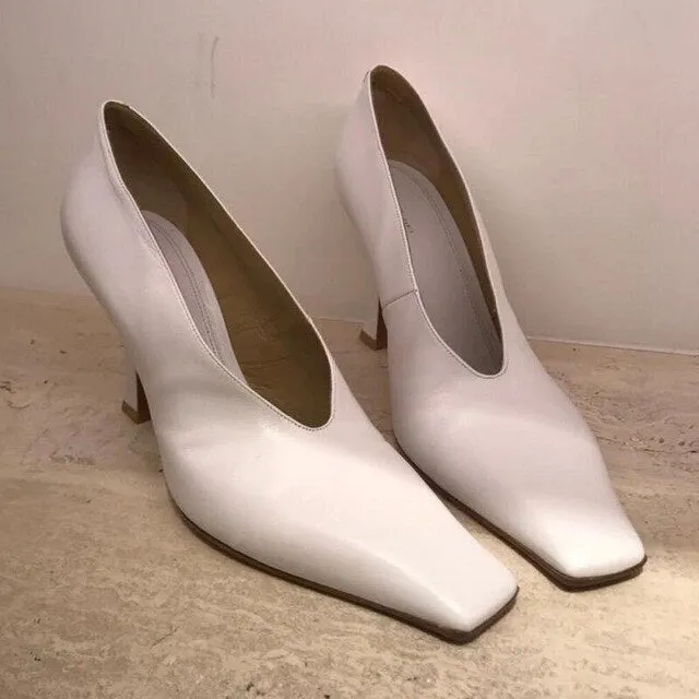 High heels lady pumps wedding shoes square toe