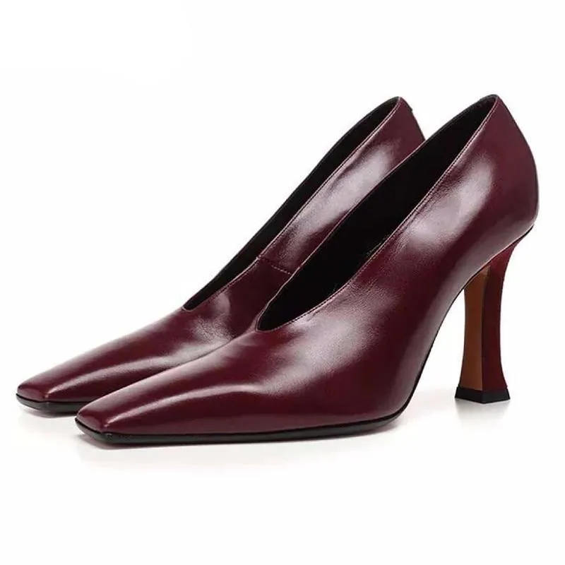 High heels lady pumps wedding shoes square toe