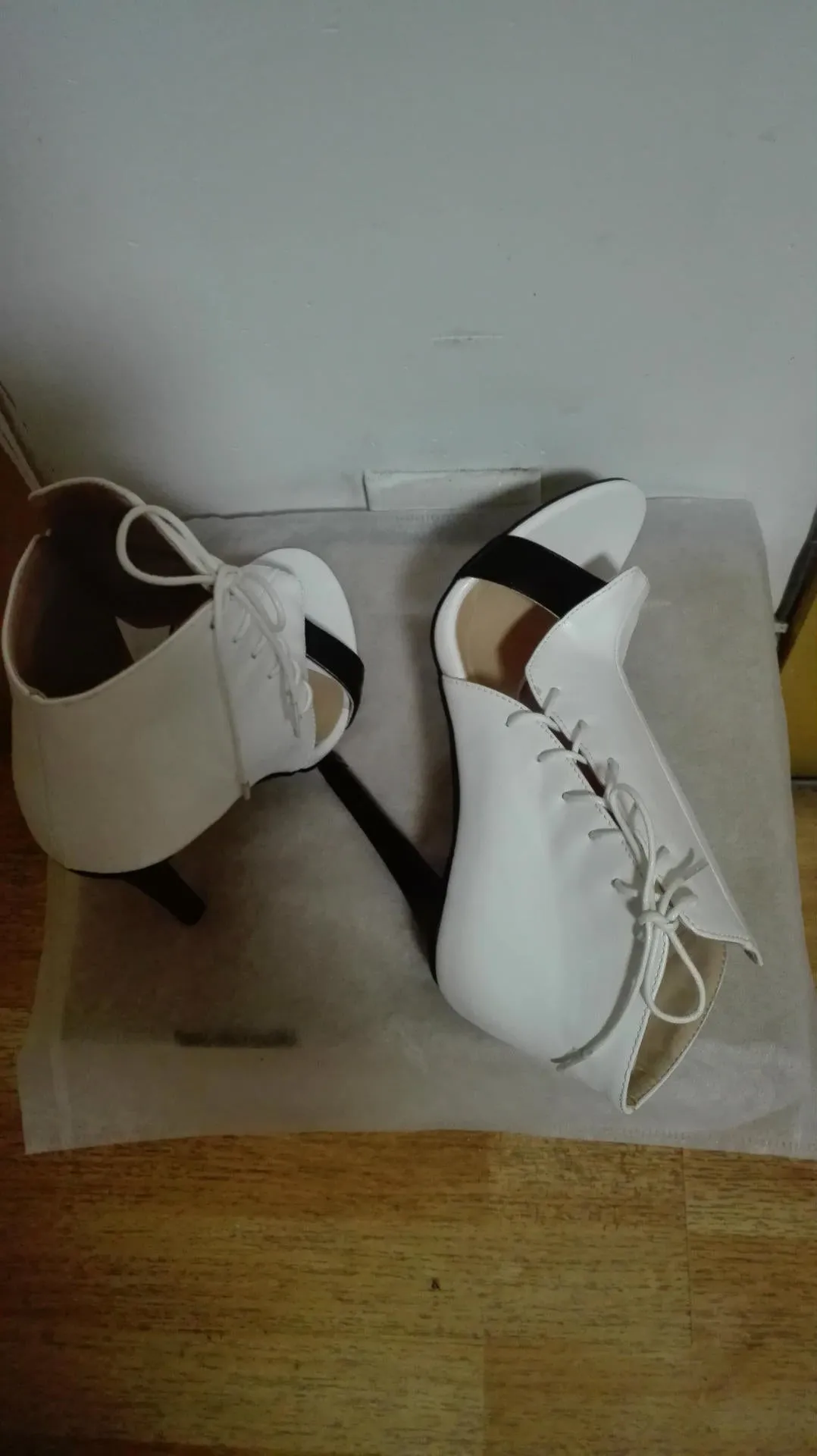 Hollow Design White Lace up Peep Toe Sandals Elegant Woman