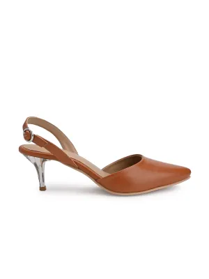 Hydes N Hues Tan Stone Finished Kitten Heels