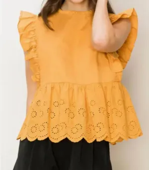 Hyfve - Ruffle Sleeveless Eyelet Peplum Top