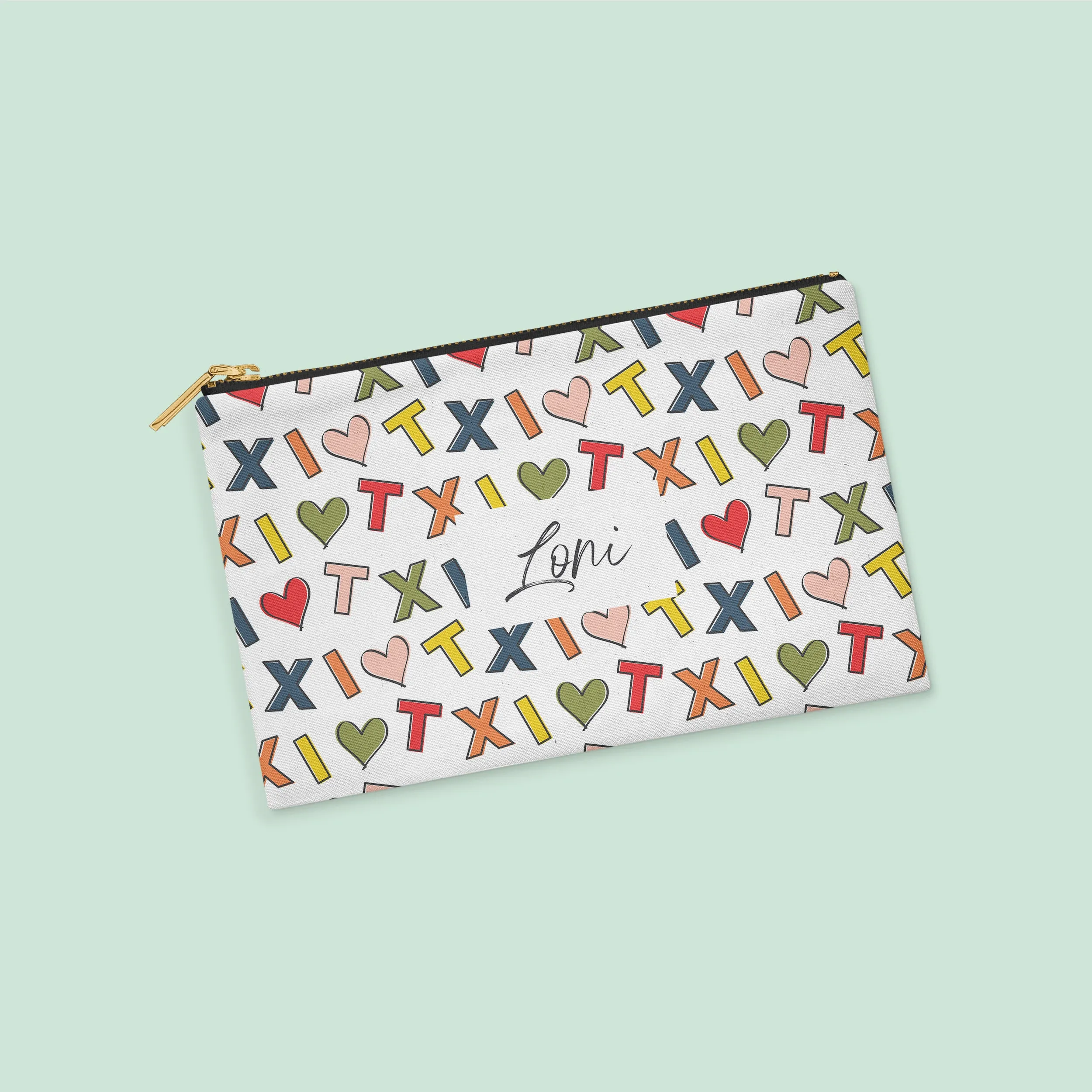 I Love Texas Personalized Zipper Pouch
