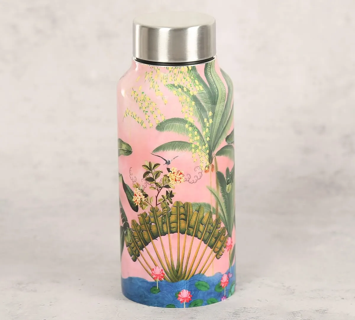 India Circus by Krsnaa Mehta Tropical Daze Small Reusable Travel Water Steel Bottle, 550 mL (Pack of 1)