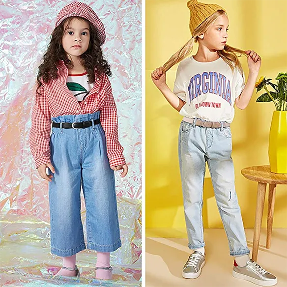 JASGOOD Kids Elastic Adjustable Belts, Stretch Belts for Boys and Girls with Leather Closure