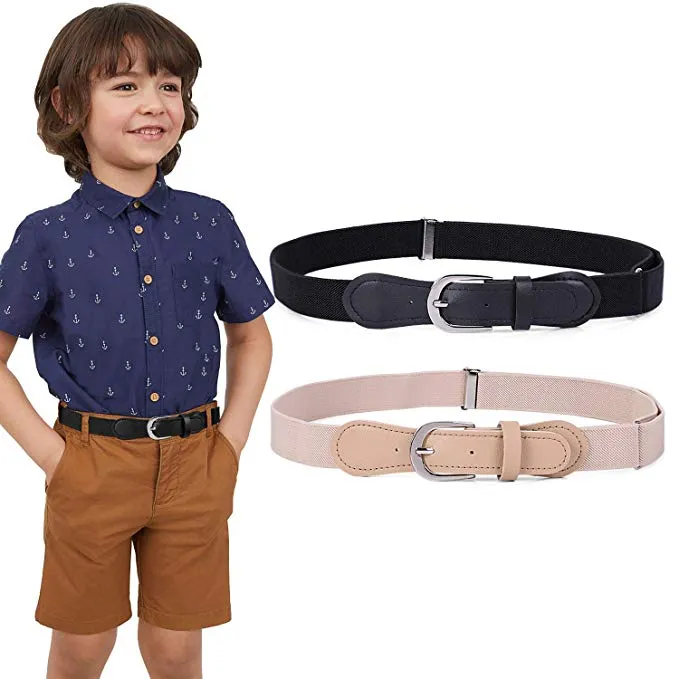 JASGOOD Kids Elastic Adjustable Belts, Stretch Belts for Boys and Girls with Leather Closure