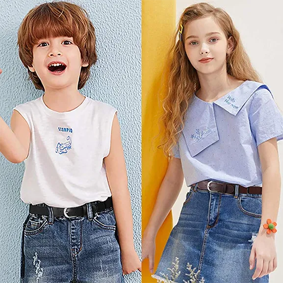 JASGOOD Kids Elastic Adjustable Belts, Stretch Belts for Boys and Girls with Leather Closure