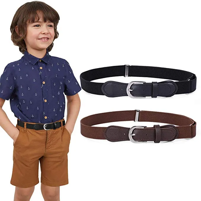 JASGOOD Kids Elastic Adjustable Belts, Stretch Belts for Boys and Girls with Leather Closure