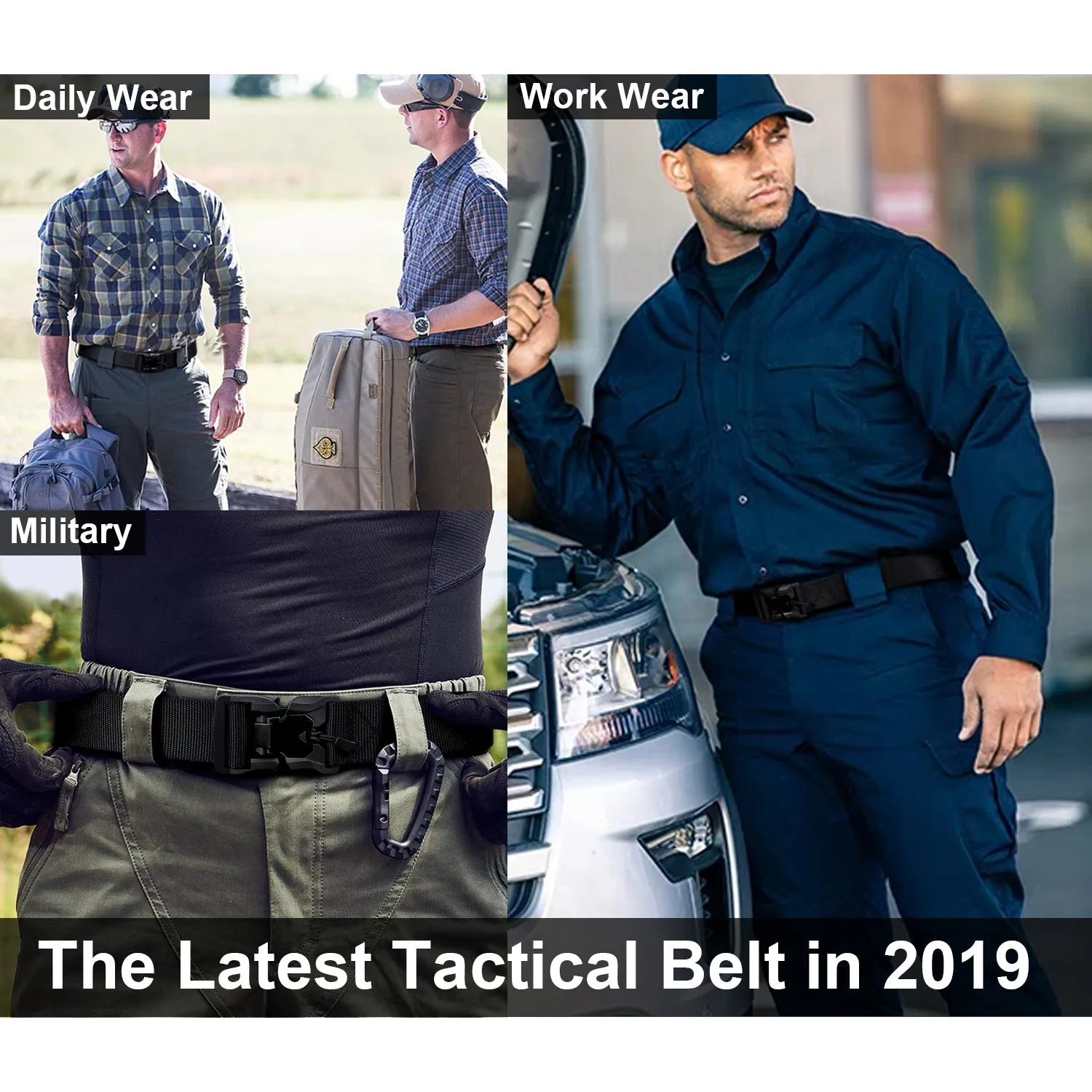 JASGOOD Multifunctional tactical belt with magnetic quick release buckle, men's military belt-nylon rigging belt