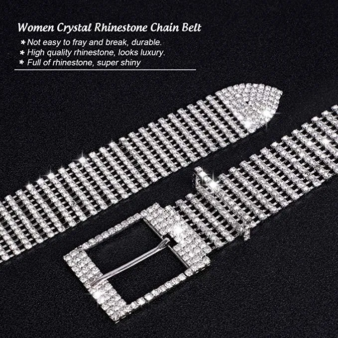JASGOOD Women Crystal Rhinestone Chain Waist Belt Sparkle Waistband Waist Chain for Party Club