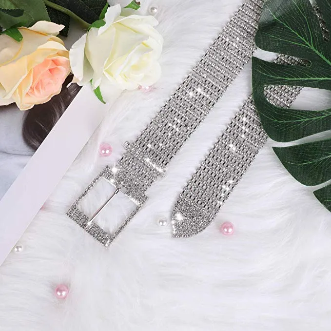 JASGOOD Women Crystal Rhinestone Chain Waist Belt Sparkle Waistband Waist Chain for Party Club