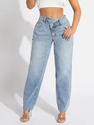 Jeans Mom de Cintura Escalonada en Cherry Vibes