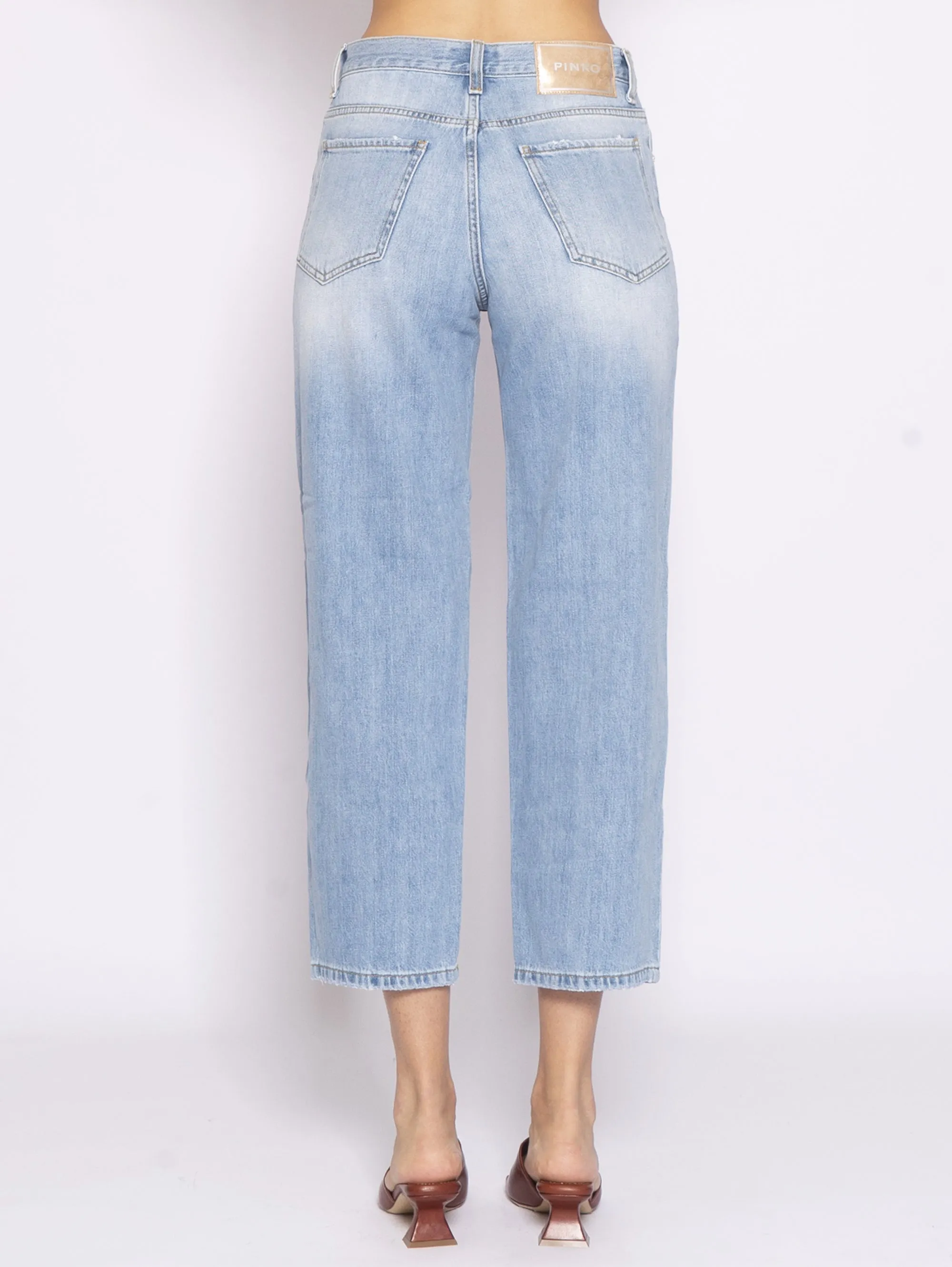 Jeans Mom Fit con Strappi - Denim Light Blue