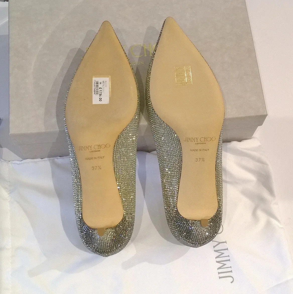 Jimmy Choo Allure 40 Strass Kitten Heels Rhinestone Shoes New in Box