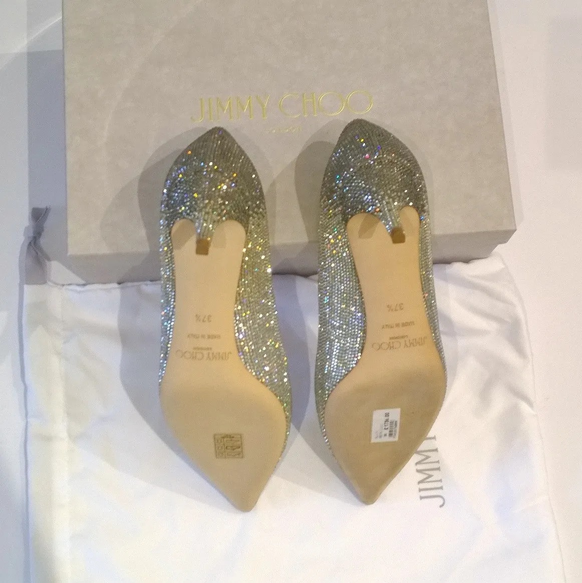 Jimmy Choo Allure 40 Strass Kitten Heels Rhinestone Shoes New in Box