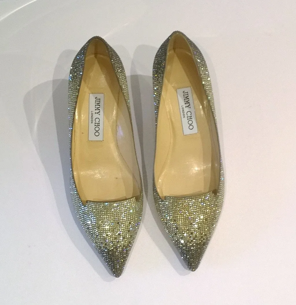 Jimmy Choo Allure 40 Strass Kitten Heels Rhinestone Shoes New in Box