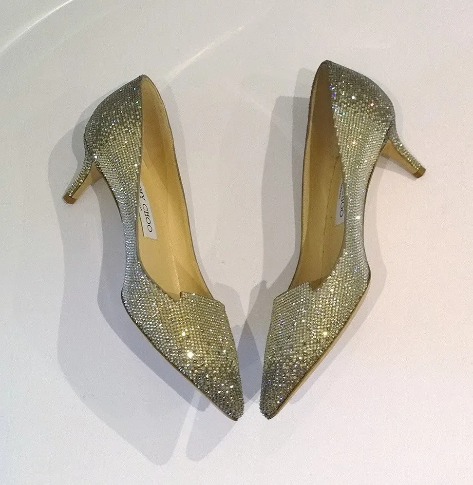 Jimmy Choo Allure 40 Strass Kitten Heels Rhinestone Shoes New in Box