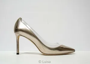 Jimmy Choo Women's Platinum & Clear Pump ROMY 85 40% OFF