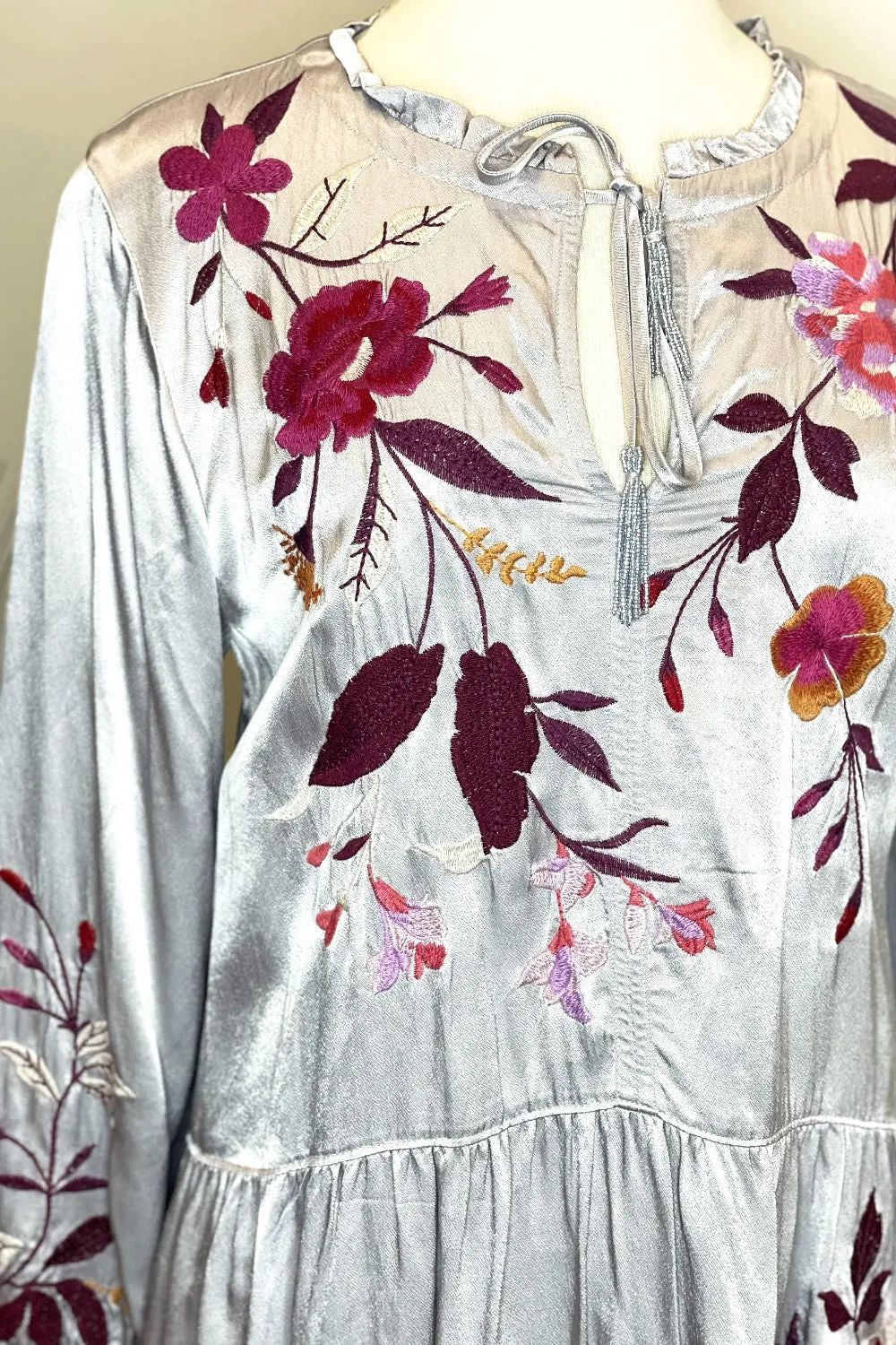 Johnny Was Workshop Mirabel Peplum Field Embroidered Blouse Boho Chic W16523 *