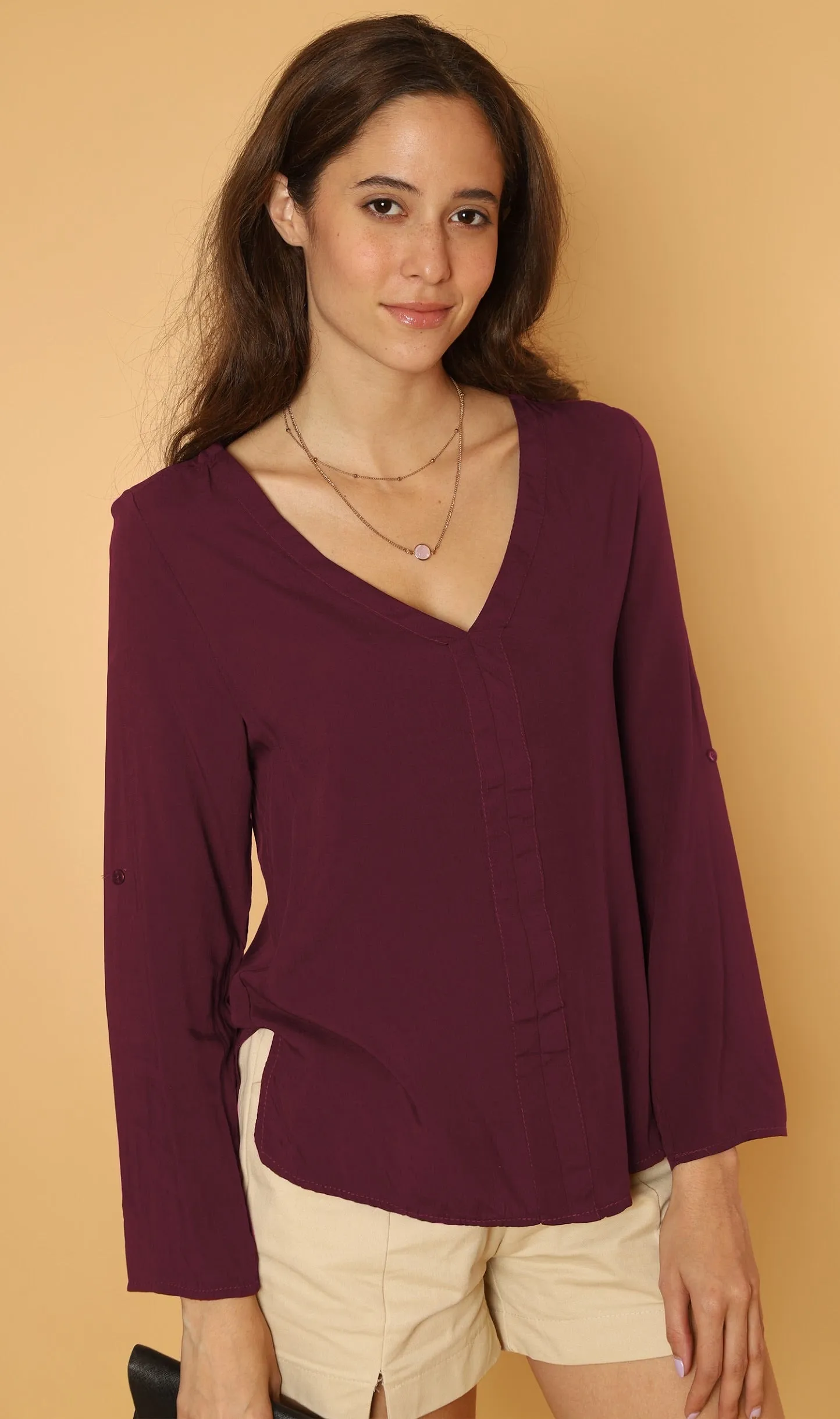 KALEI Long-Sleeve Tunic Top (Sangria)