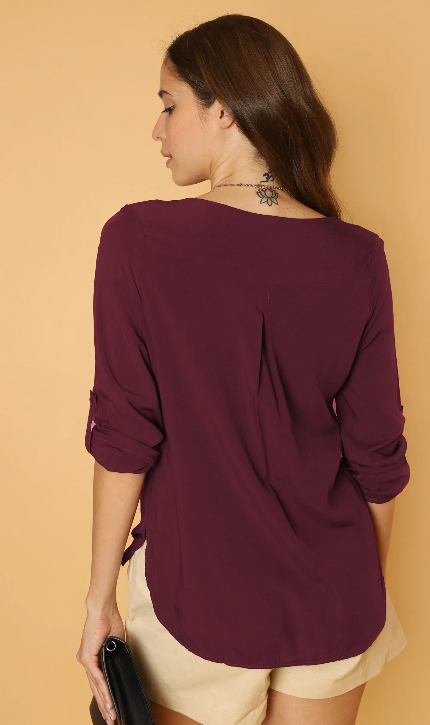 KALEI Long-Sleeve Tunic Top (Sangria)