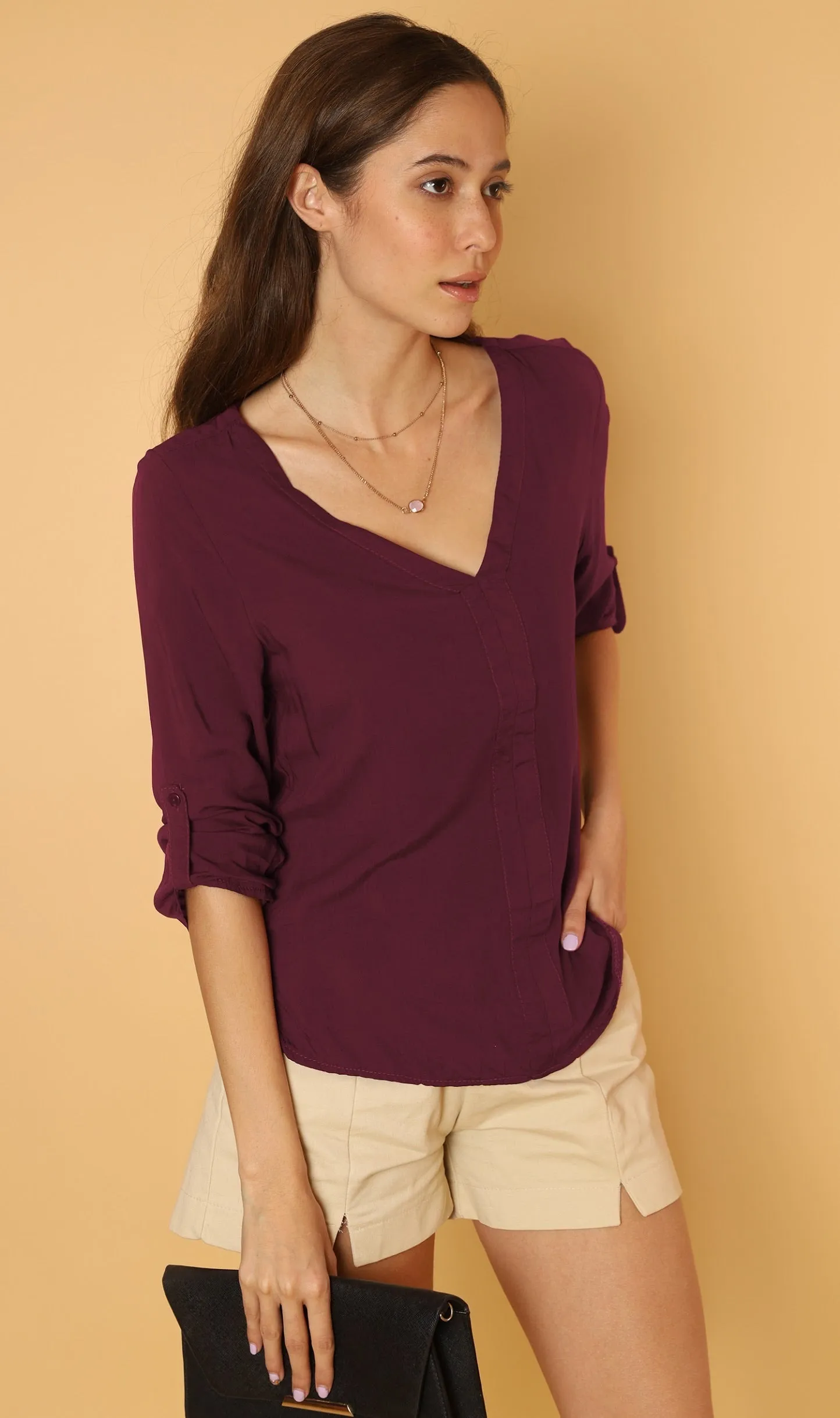 KALEI Long-Sleeve Tunic Top (Sangria)