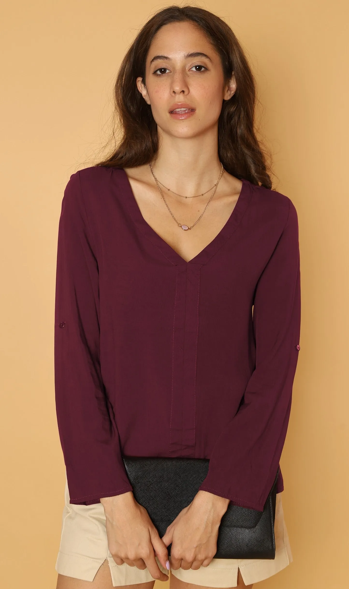 KALEI Long-Sleeve Tunic Top (Sangria)