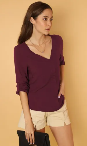 KALEI Long-Sleeve Tunic Top (Sangria)