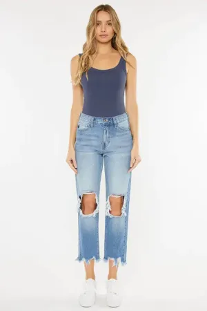 Kan Can High Rise Chewed Up Mom Jeans