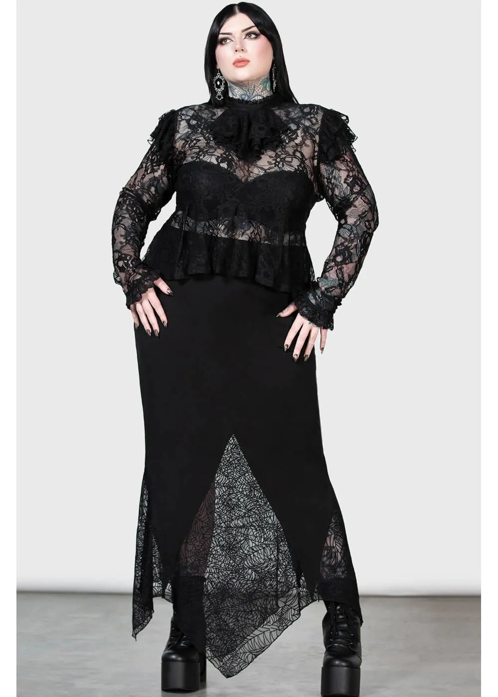 Killstar Fickle Feud Lace Blouse Black