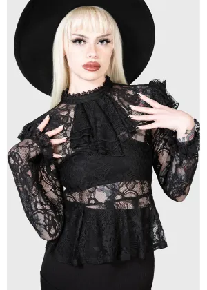 Killstar Fickle Feud Lace Blouse Black