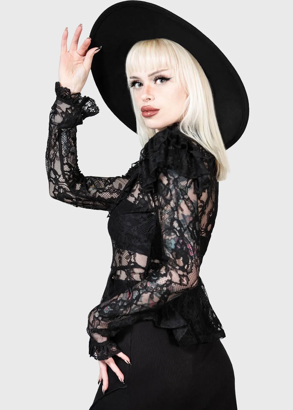 Killstar Fickle Feud Lace Blouse Black