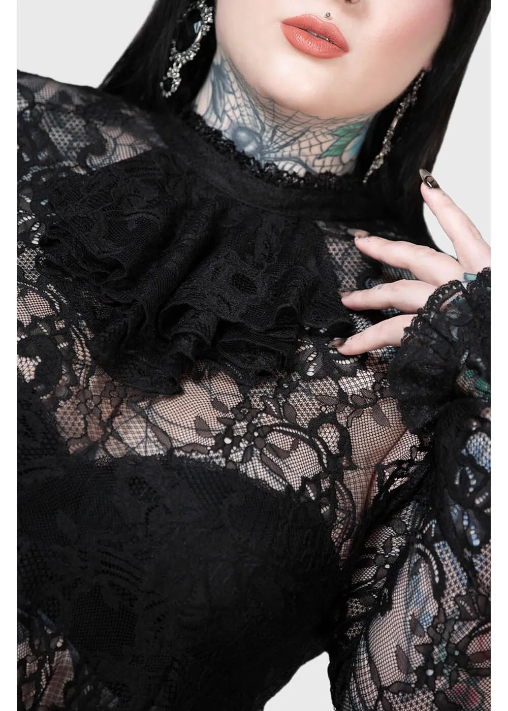 Killstar Fickle Feud Lace Blouse Black
