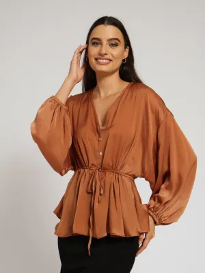 Kimono Peplum Blouse - Copper