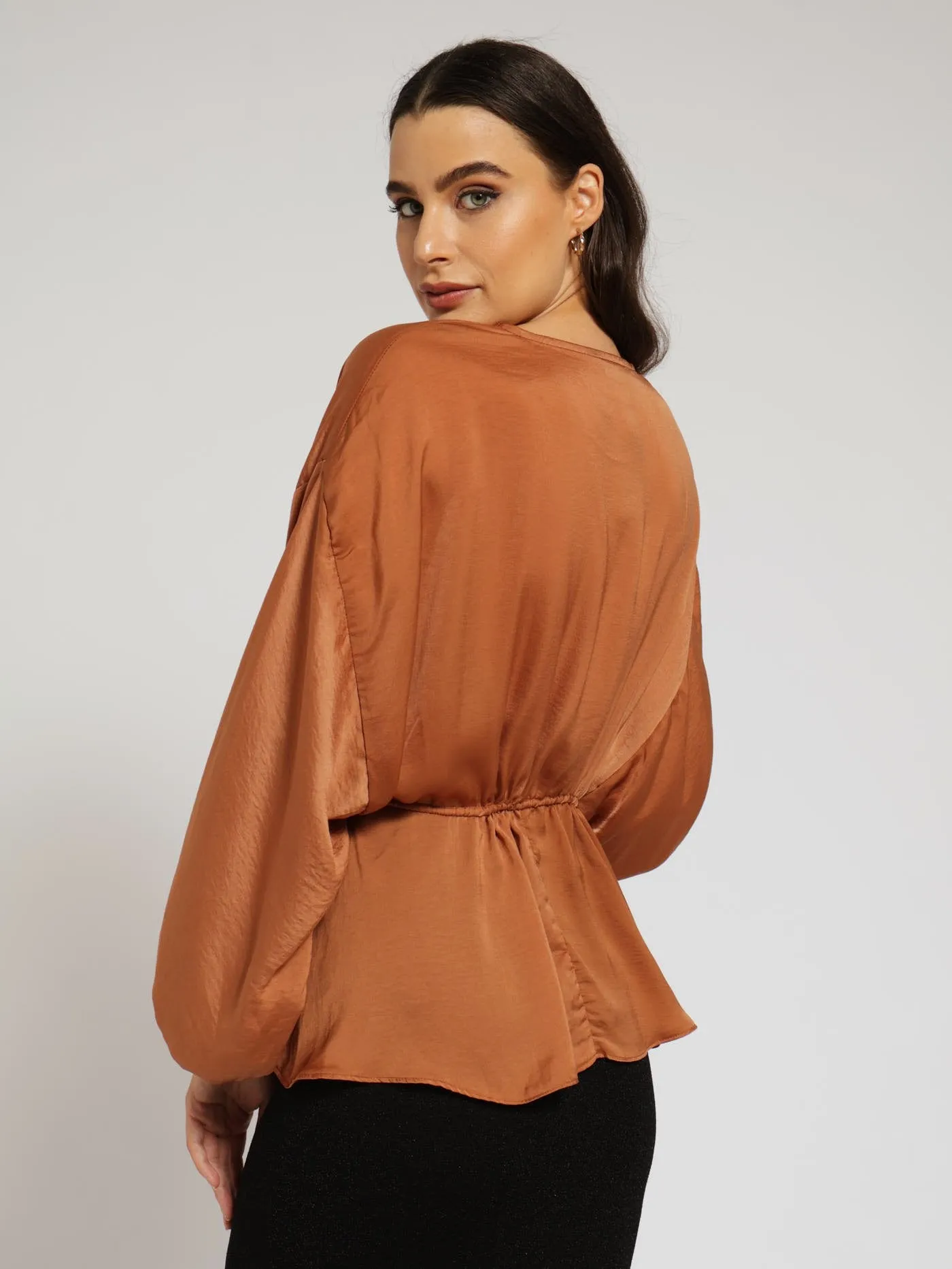 Kimono Peplum Blouse - Copper