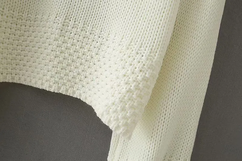 Knit Lantern Sleeve High Collar Crop Tops Sweaters