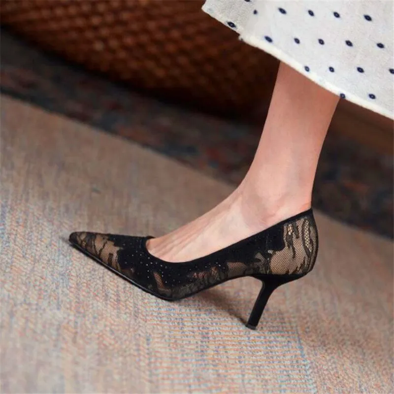 ladies stiletto high heels lace single shoes
