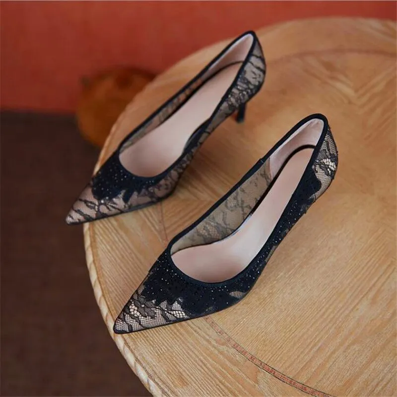 ladies stiletto high heels lace single shoes