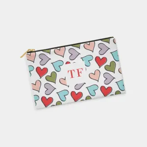 Large Hearts Personalized Zipper Pouch (pastel)