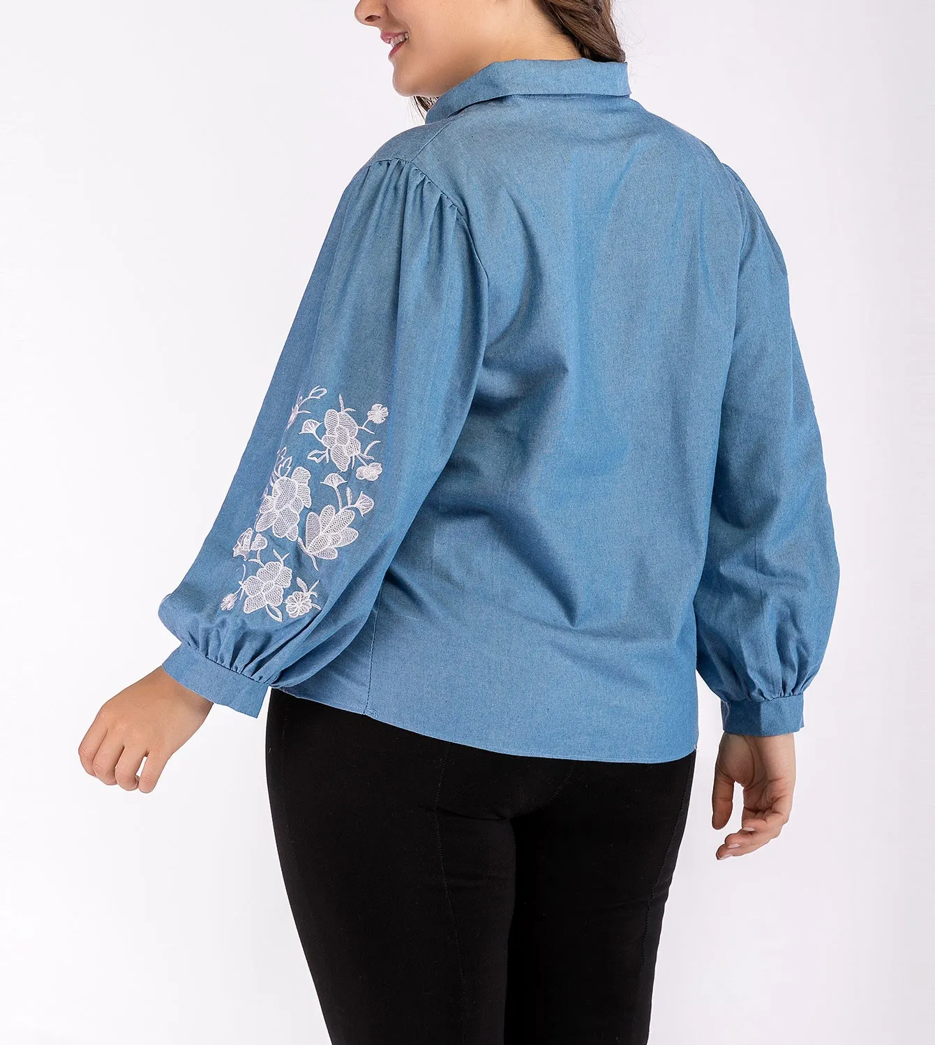 Large Size Puff Sleeve Long Sleeve Lapel Shirt