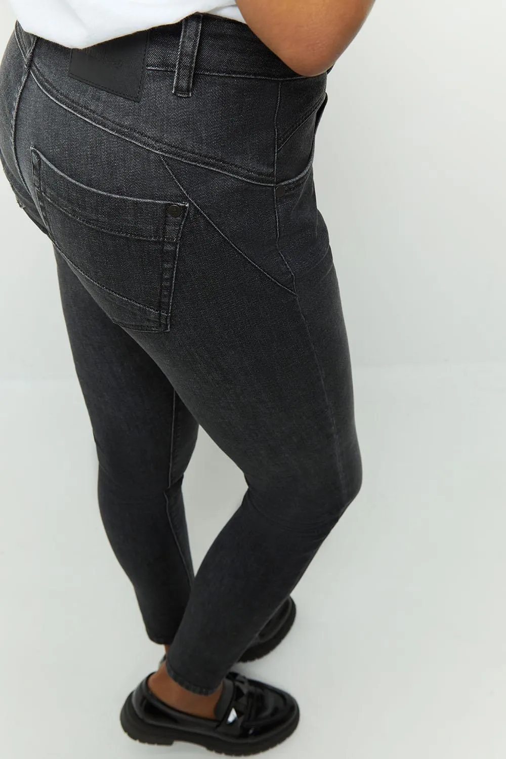 LE INDI - Jean slim gris chiné 7/8ème effet push up