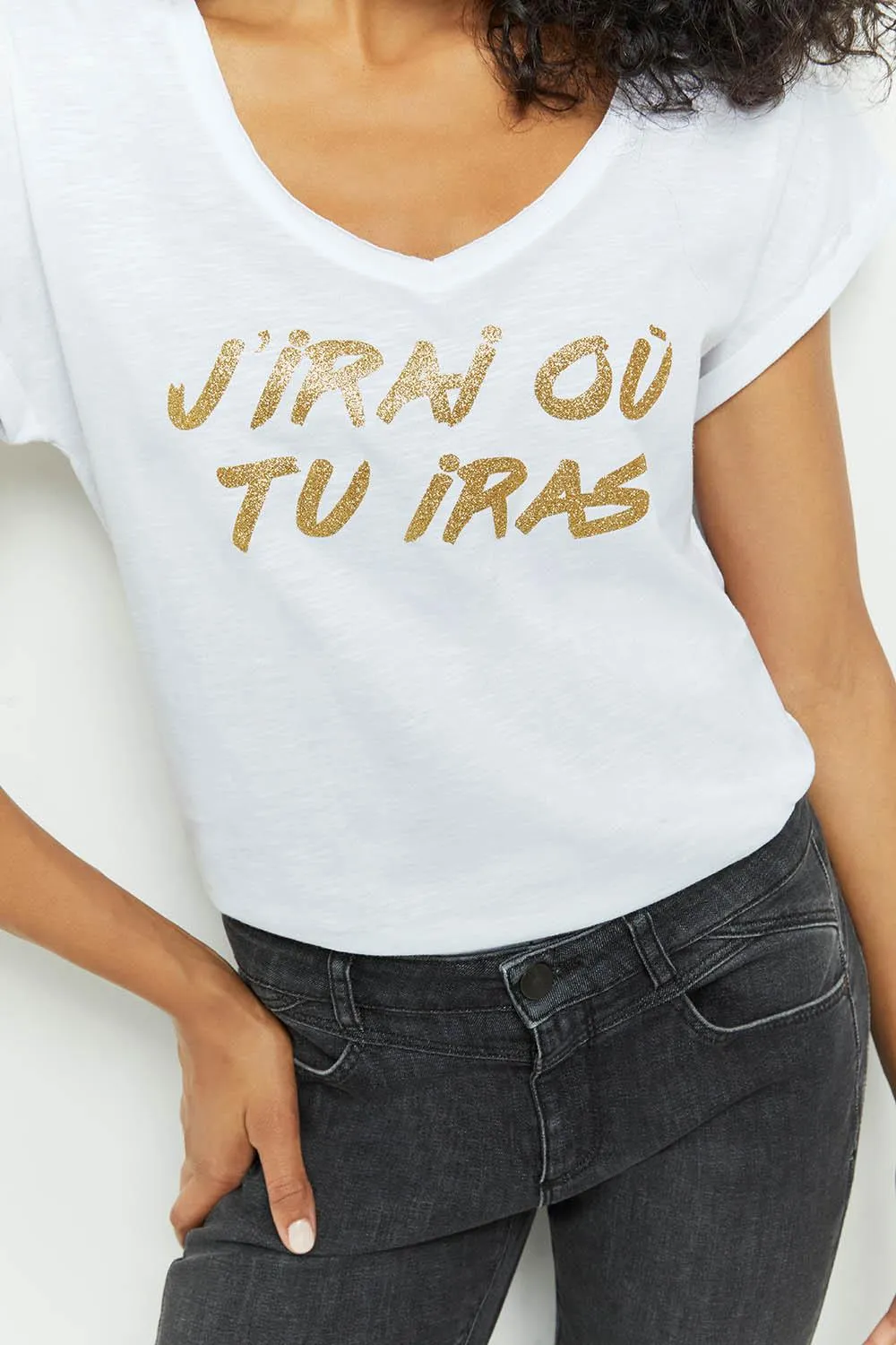 LE INDI - Jean slim gris chiné 7/8ème effet push up
