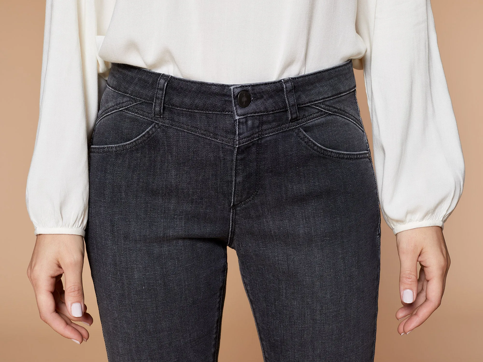 LE INDI - Jean slim gris chiné 7/8ème effet push up