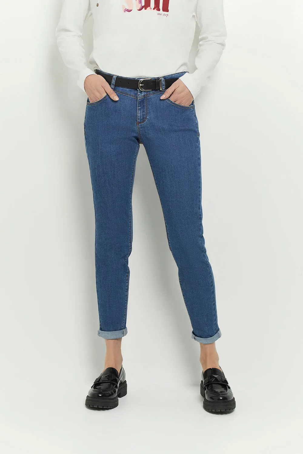 LE INDI - Jean slim medium wash 7/8ème effet push up