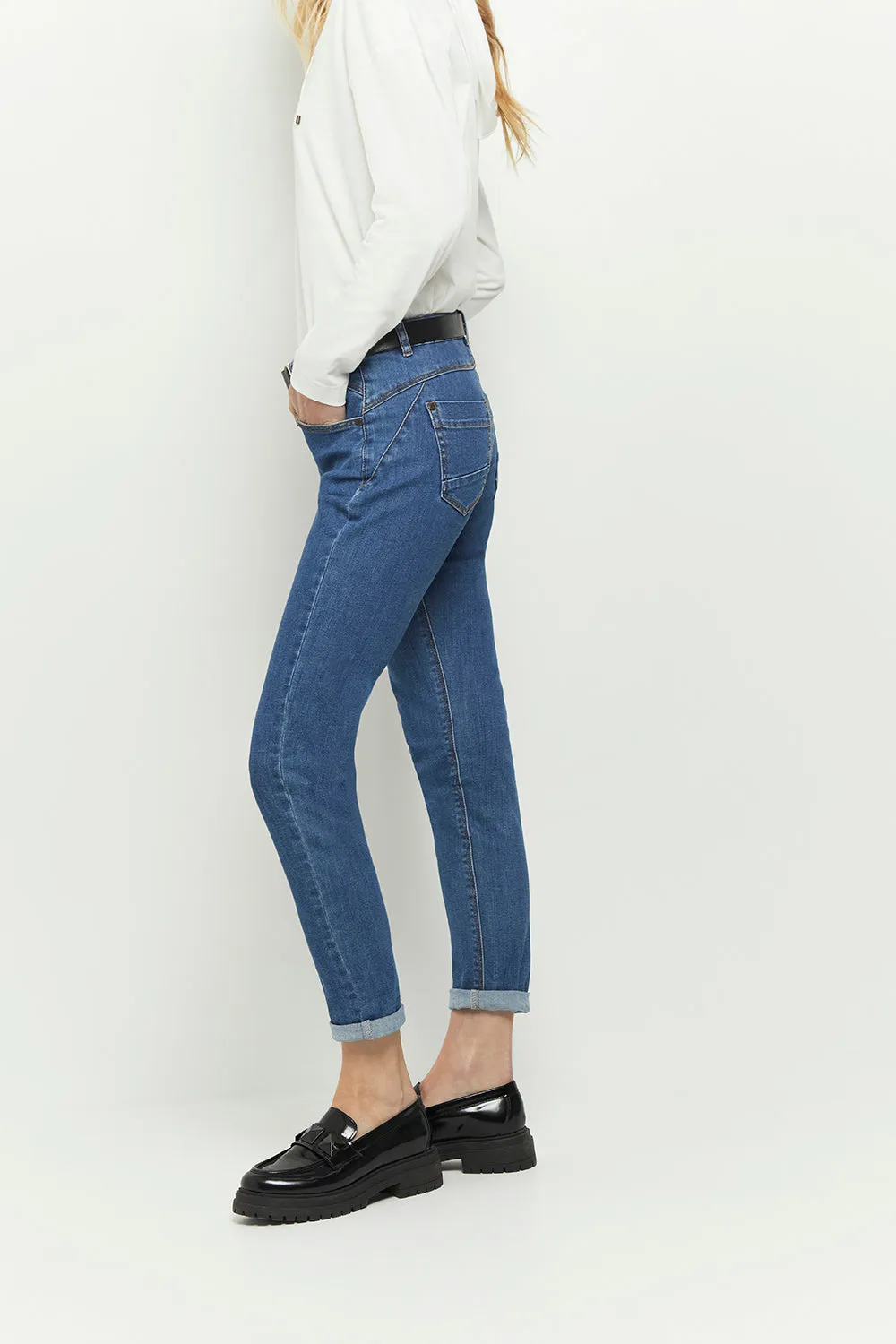 LE INDI - Jean slim medium wash 7/8ème effet push up