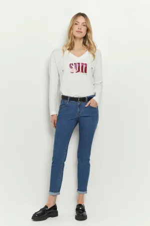 LE INDI - Jean slim medium wash 7/8ème effet push up
