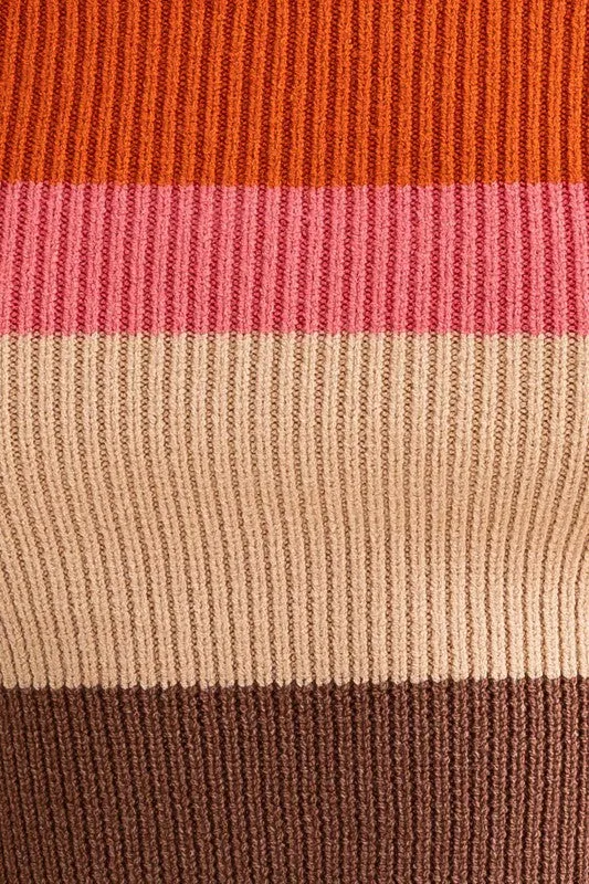 LE LIS Long Sleeve Color Block Stripe Knit Top