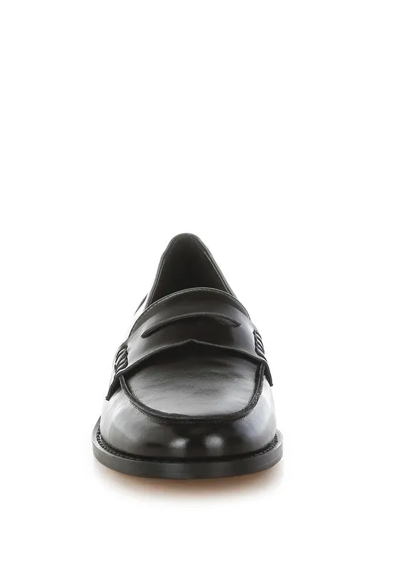 Leather Penny Strap Loafers