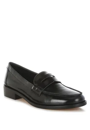 Leather Penny Strap Loafers