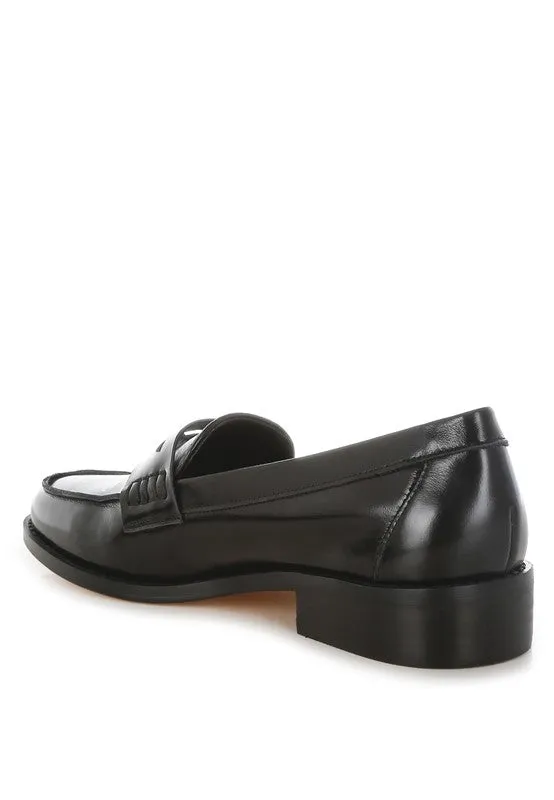 Leather Penny Strap Loafers