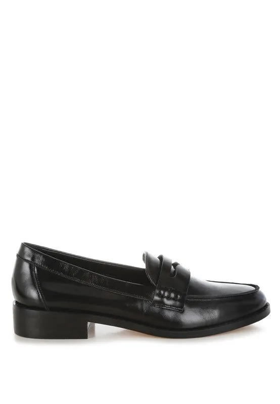 Leather Penny Strap Loafers